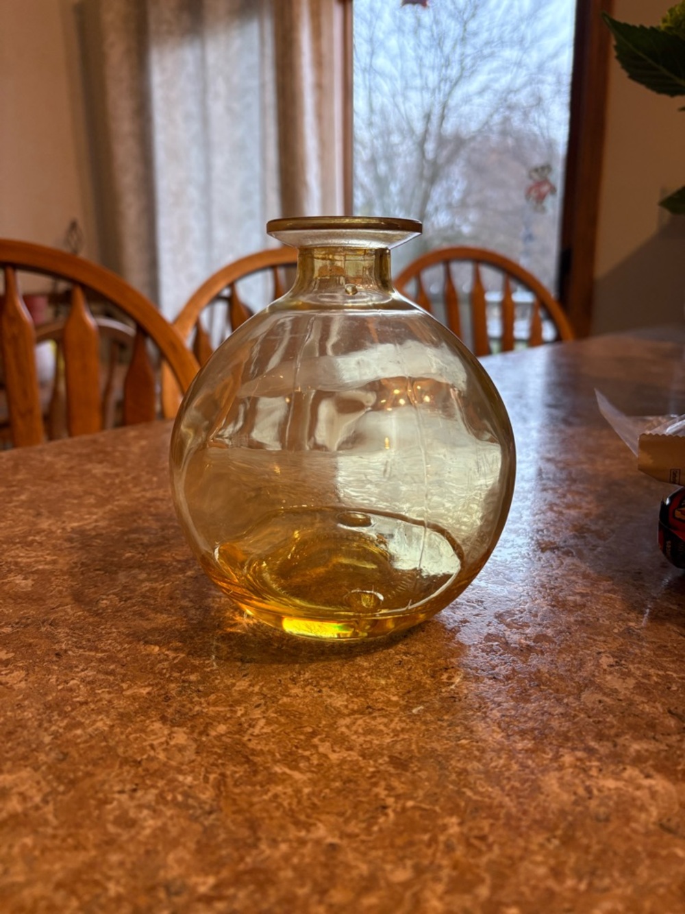 Amber Glass Globe Bud Vase